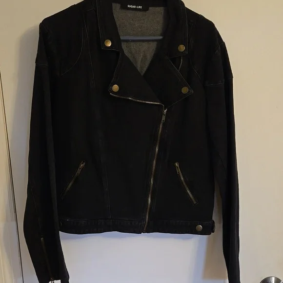 Denim moto jacket - Picture 1 of 7